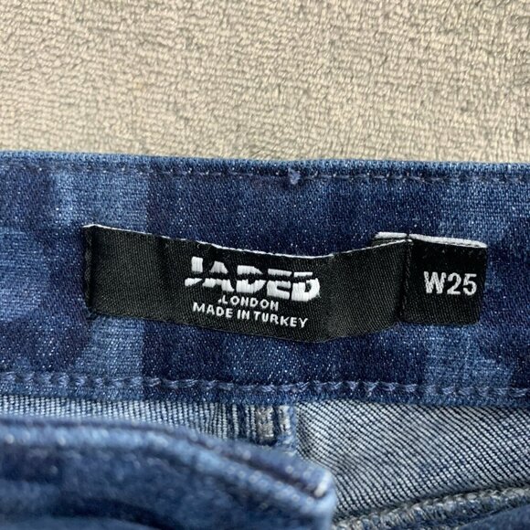 Jaded London Jeans Womens 25x26” Skinny Flare Retro Print Checkered Floral Denim - Picture 11 of 16